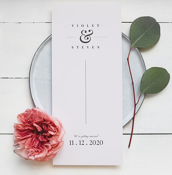 Floral wedding card mockup on a plate